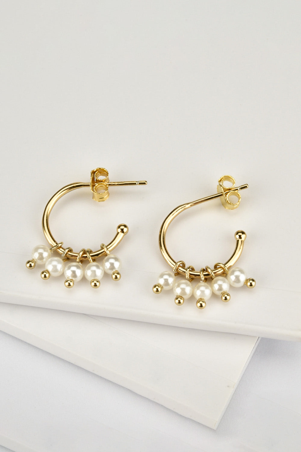 Pearl 925 Sterling Silver C-Hoop Earrings-Teresa&#39;s Fashionista LLC