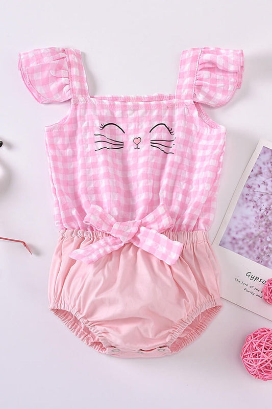 Baby Plaid Cat Graphic Bodysuit-Teresa&#39;s Fashionista LLC