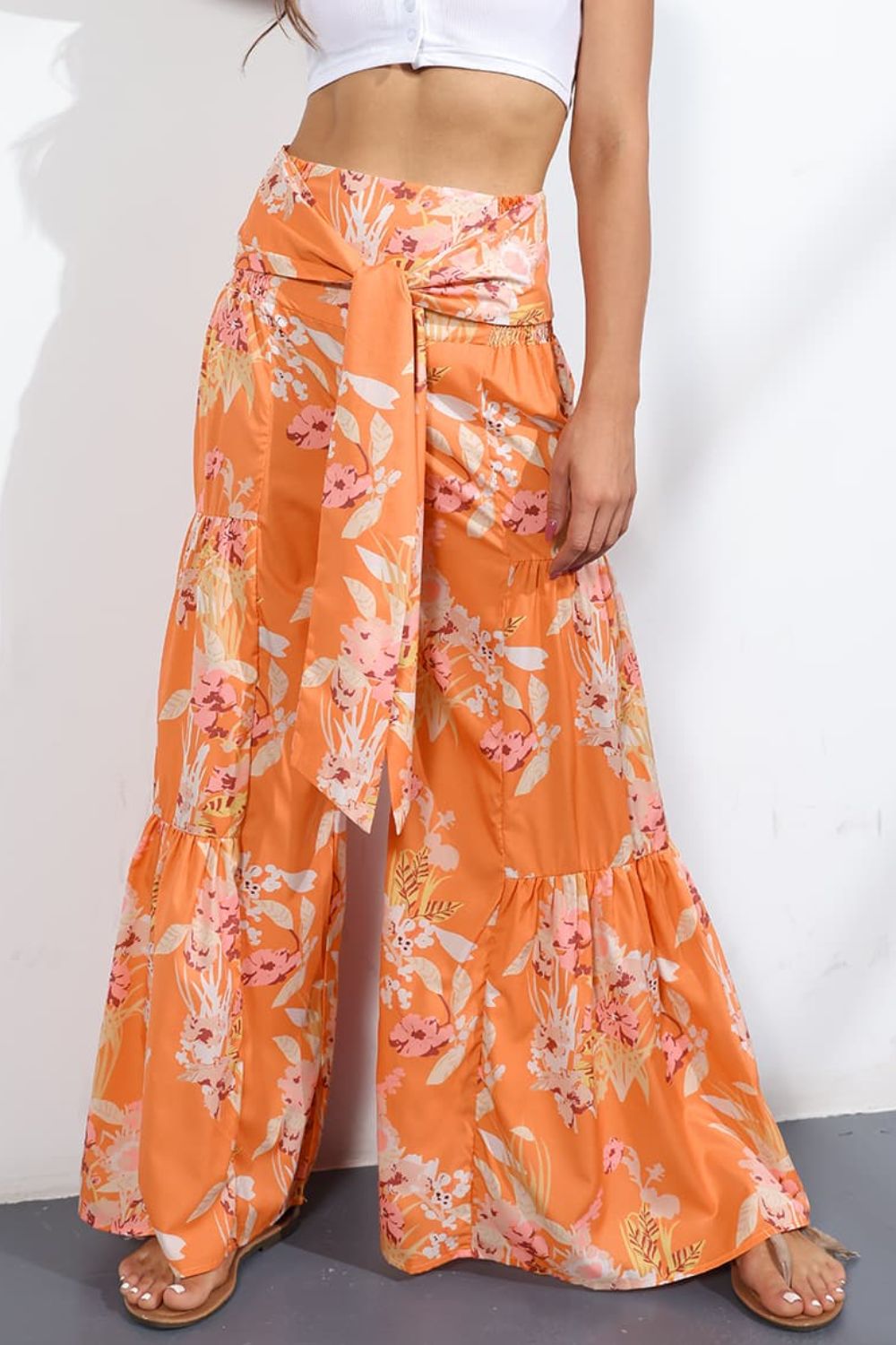 Printed High-Rise Tied Culottes-Teresa&#39;s Fashionista LLC