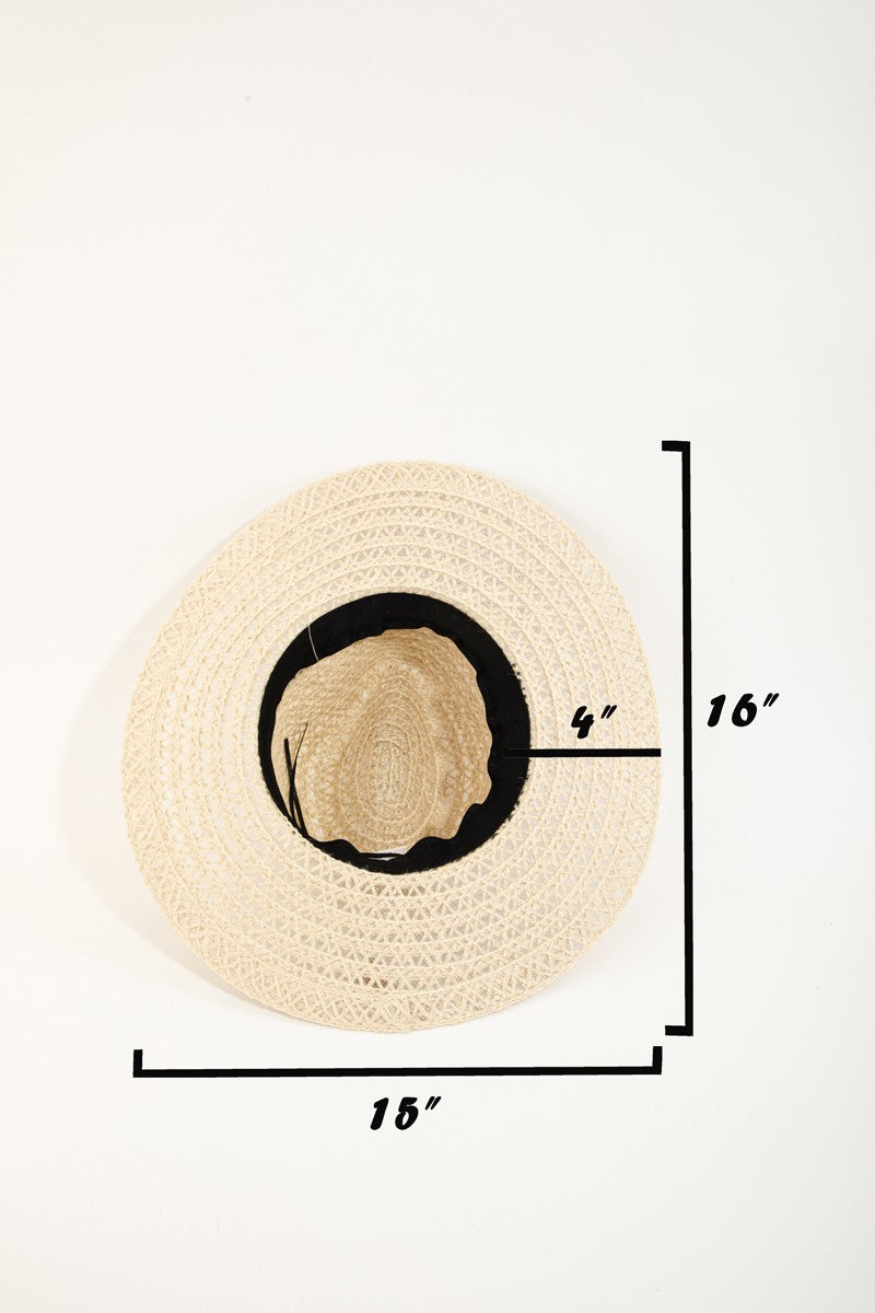 Fame Wide Brim Straw Weave Sun Hat-Teresa&#39;s Fashionista LLC