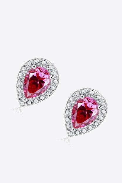 2 Carat Moissanite Teardrop Stud Earrings in Rose-Teresa&#39;s Fashionista LLC