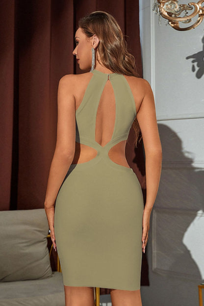 Cutout Grecian Neck Sleeveless Dress-Teresa&#39;s Fashionista LLC