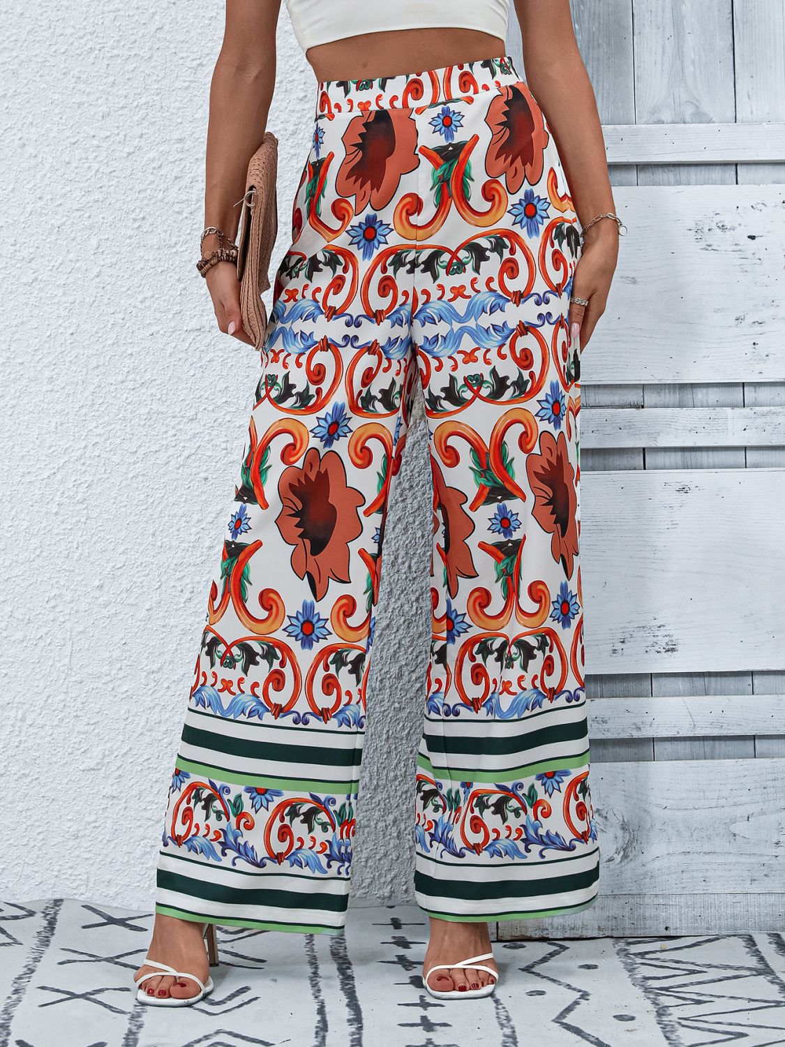 Printed High-Rise Wide Leg Pants-Teresa&#39;s Fashionista LLC