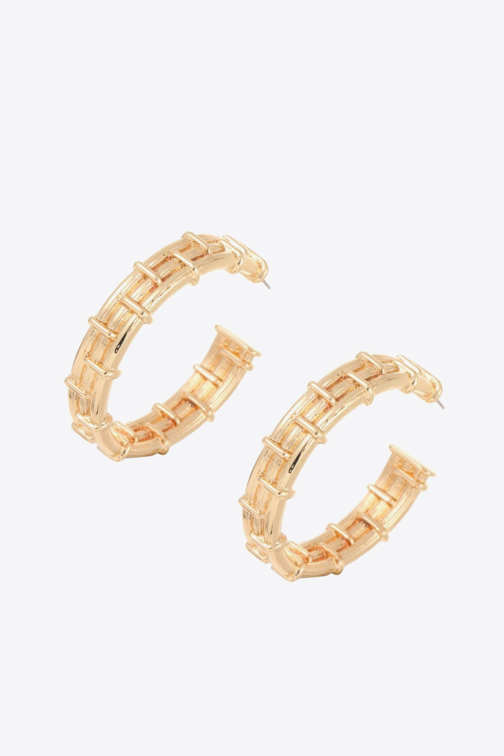 18K Gold-Plated Alloy C-Hoop Earrings-Teresa&#39;s Fashionista LLC