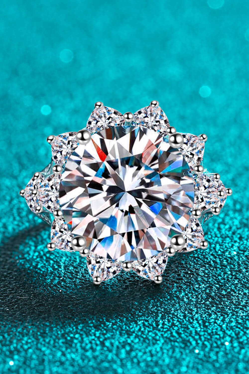 10 Carat Moissanite Flower-Shaped Ring-Teresa&#39;s Fashionista LLC