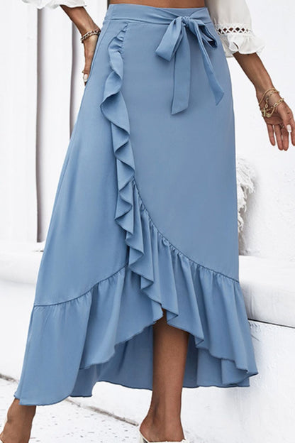 Ruffle Trim Tied Skirt-Teresa&#39;s Fashionista LLC