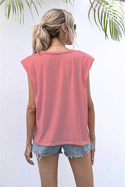 Round Neck Cap Sleeve Tee-Teresa&#39;s Fashionista LLC