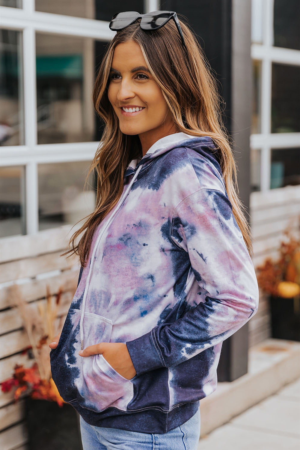 Tie-Dye Dropped Shoulder Hoodie-Teresa&#39;s Fashionista LLC