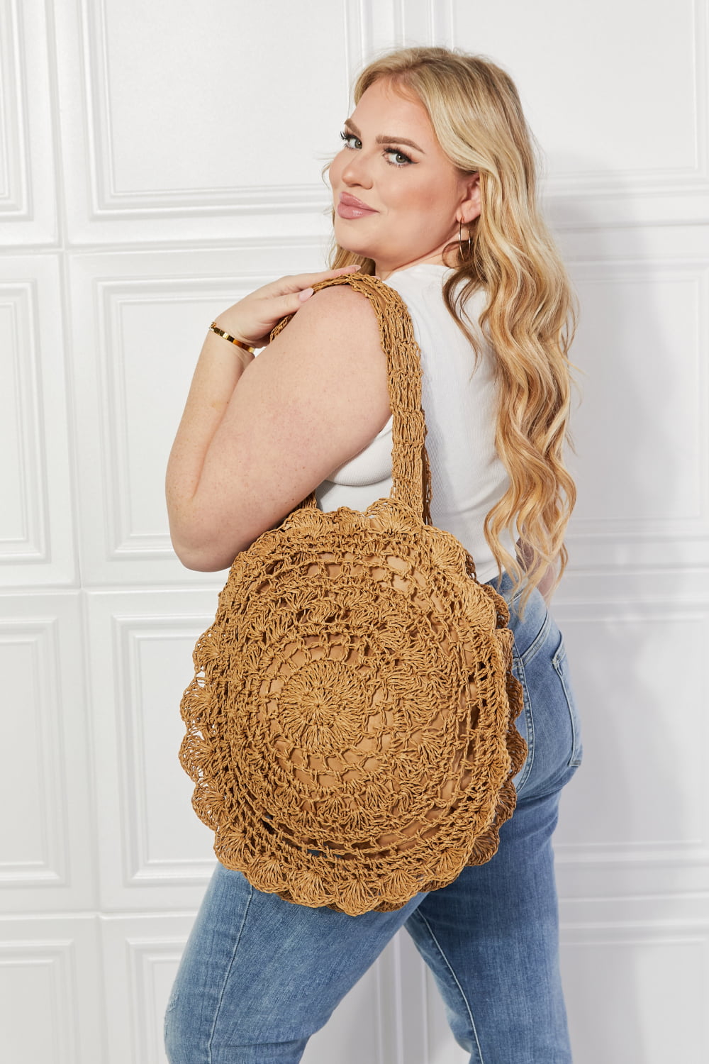 Justin Taylor Brunch Time Straw Rattan Handbag-Teresa&#39;s Fashionista LLC