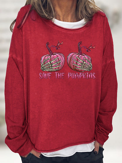 SAVE THE PUMPKIN Graphic Full Size Sweatshirt-Teresa&#39;s Fashionista LLC