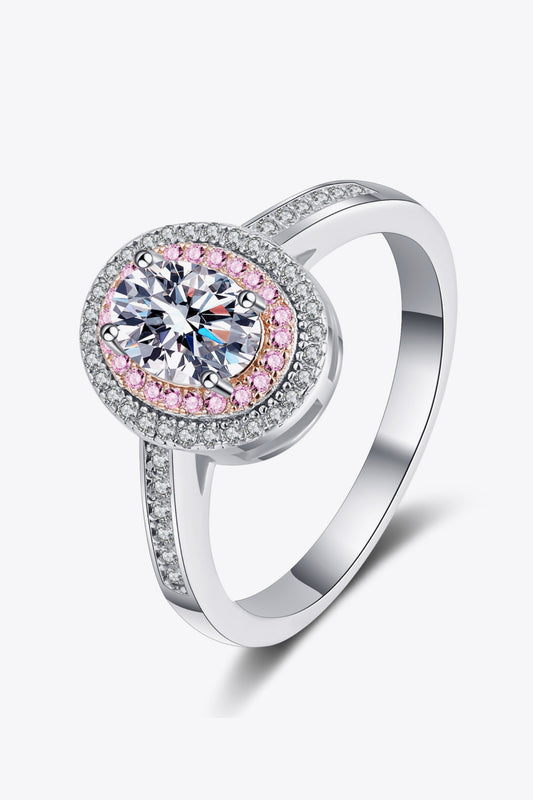 1 Carat Moissanite 925 Sterling Silver Halo Ring-Teresa&#39;s Fashionista LLC