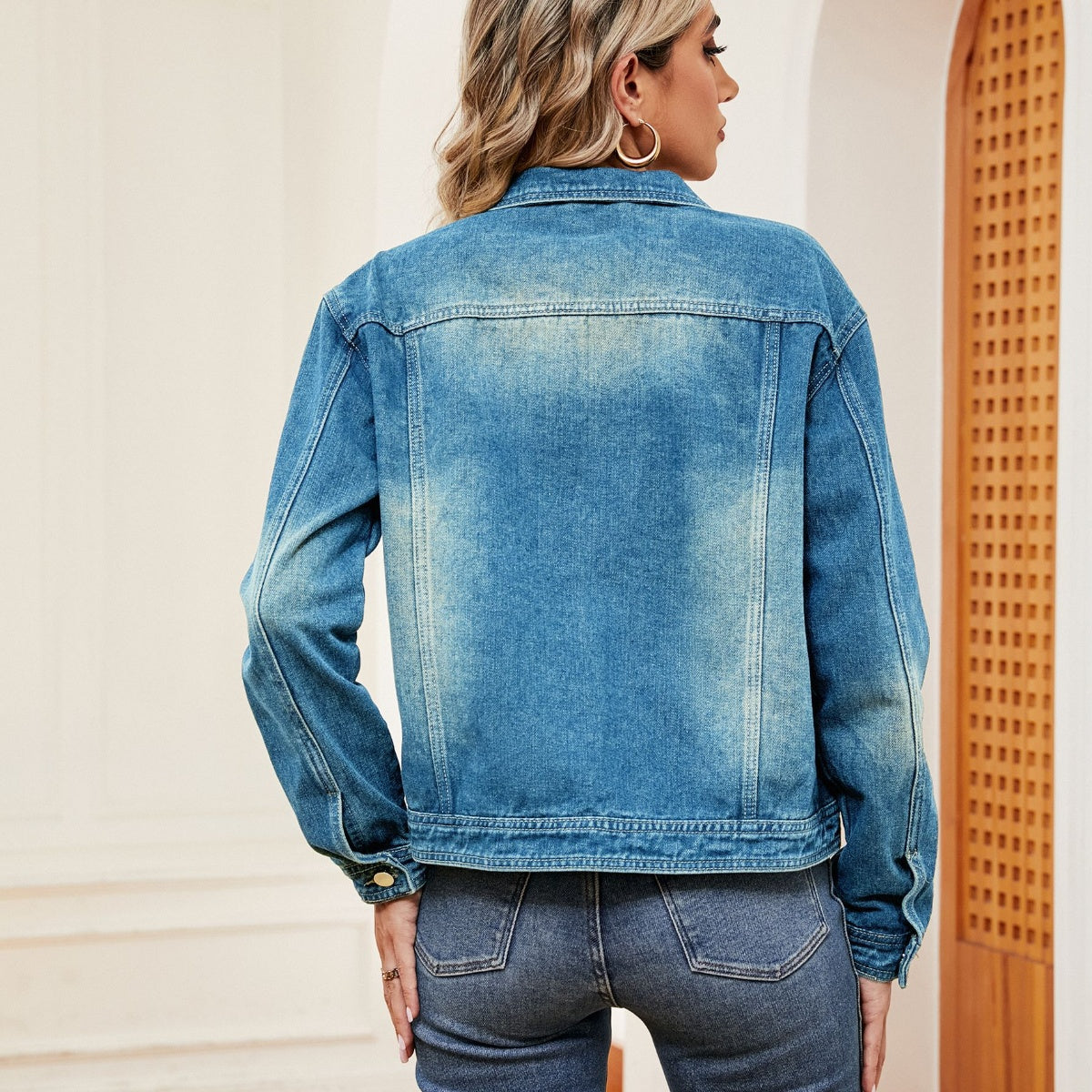 Washed Denim Jacket-Teresa&#39;s Fashionista LLC