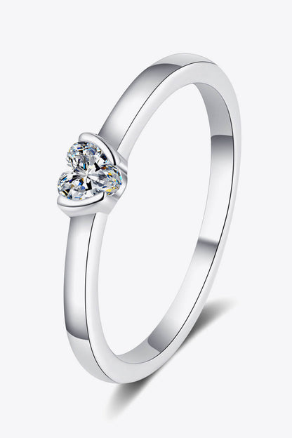 Heart-Shaped Moissanite Solitaire Ring-Teresa&#39;s Fashionista LLC