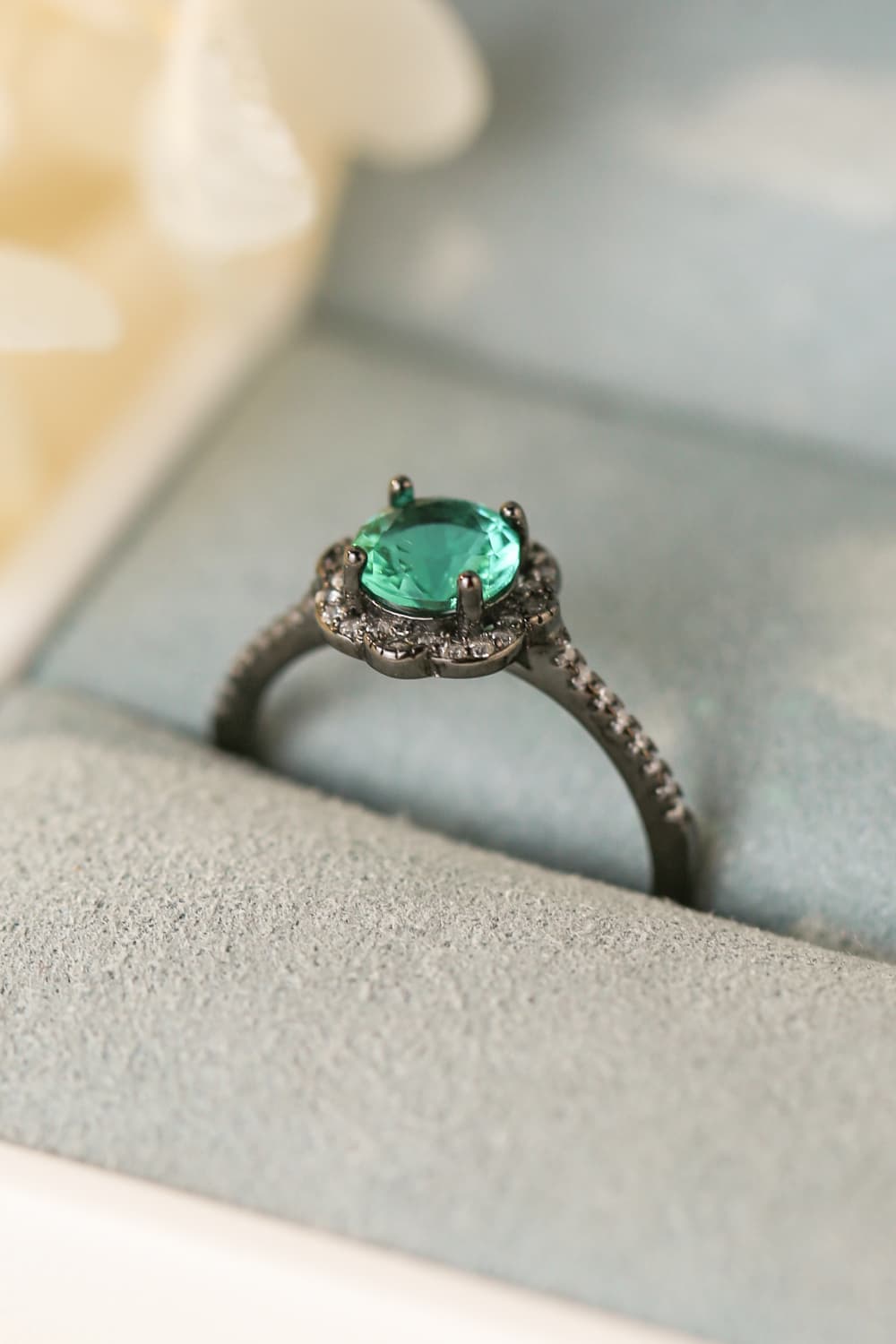 Paraiba Tourmaline Flower Shape Ring-Teresa&#39;s Fashionista LLC