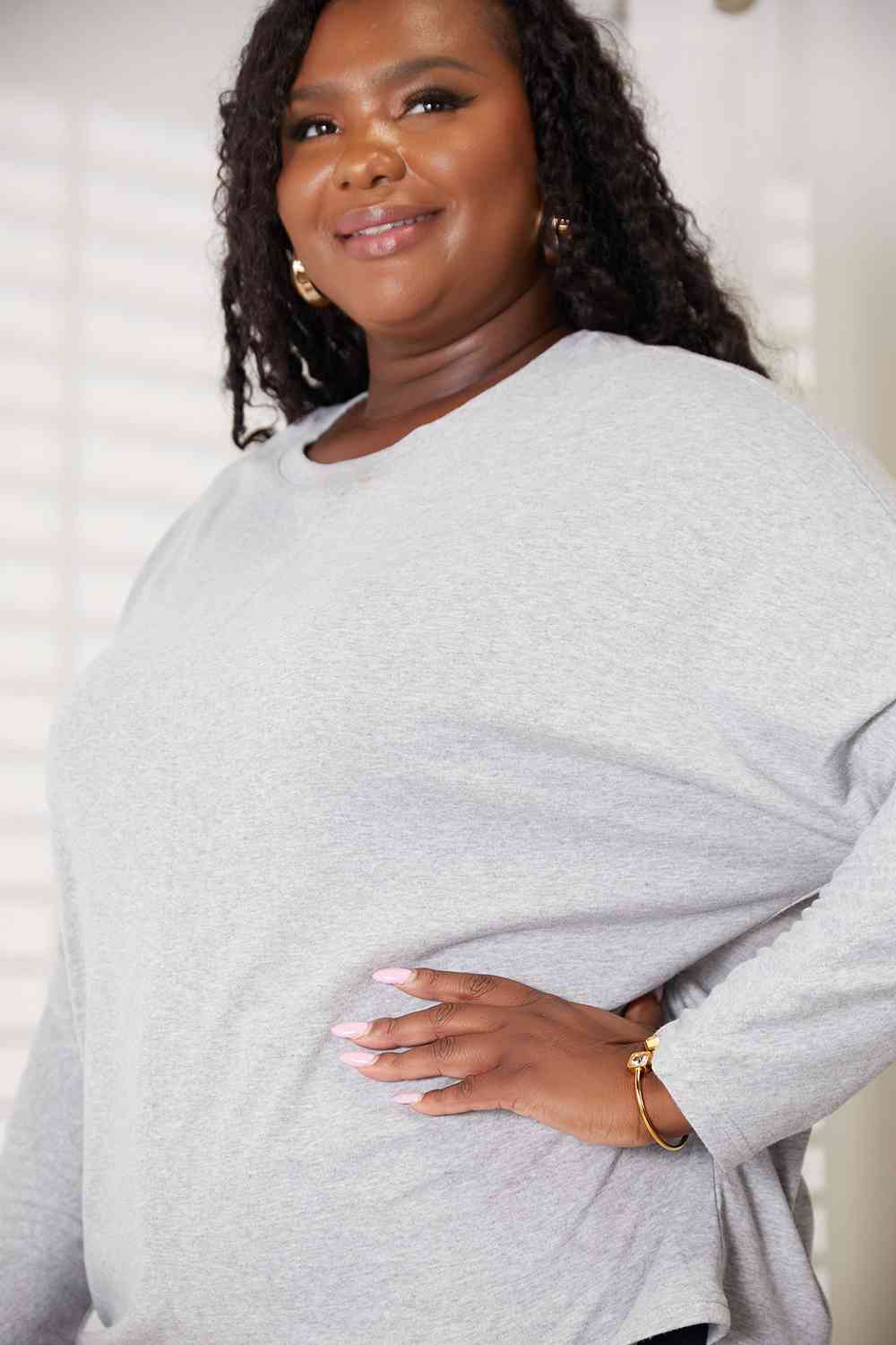 Double Take Seam Detail Round Neck Long Sleeve Top-Teresa&#39;s Fashionista LLC