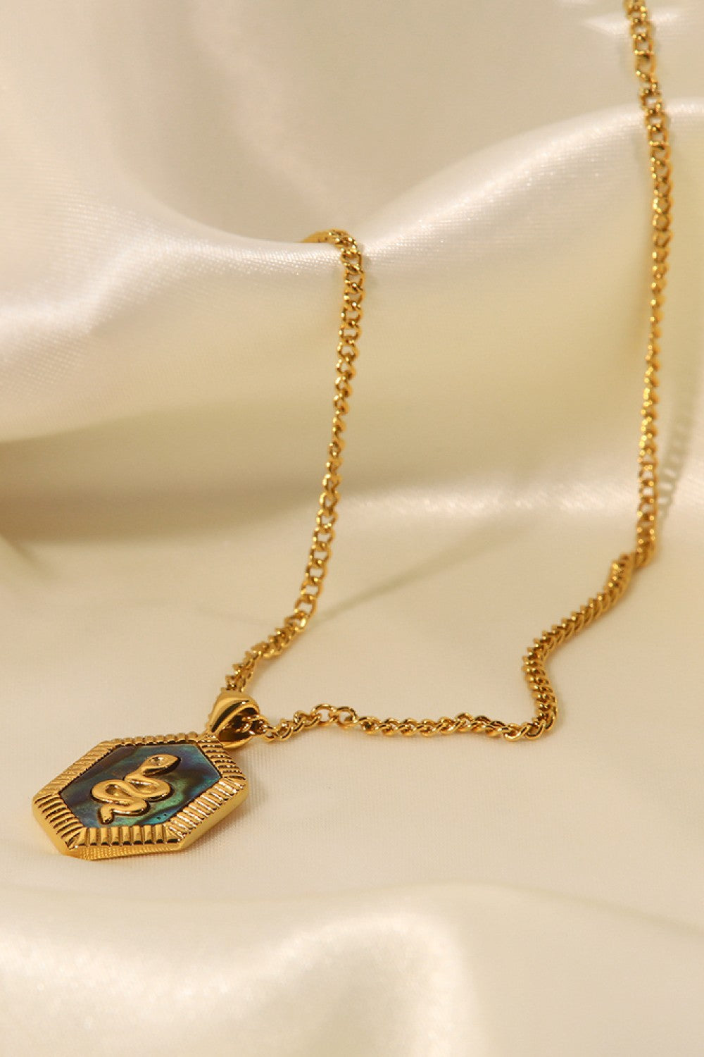 18K Gold Plated Snake Geometric Pendant Necklace-Teresa&#39;s Fashionista LLC