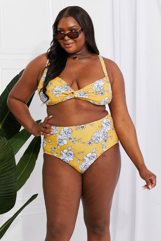 Marina West Swim Take A Dip Twist High-Rise Bikini in Mustard-Teresa&#39;s Fashionista LLC