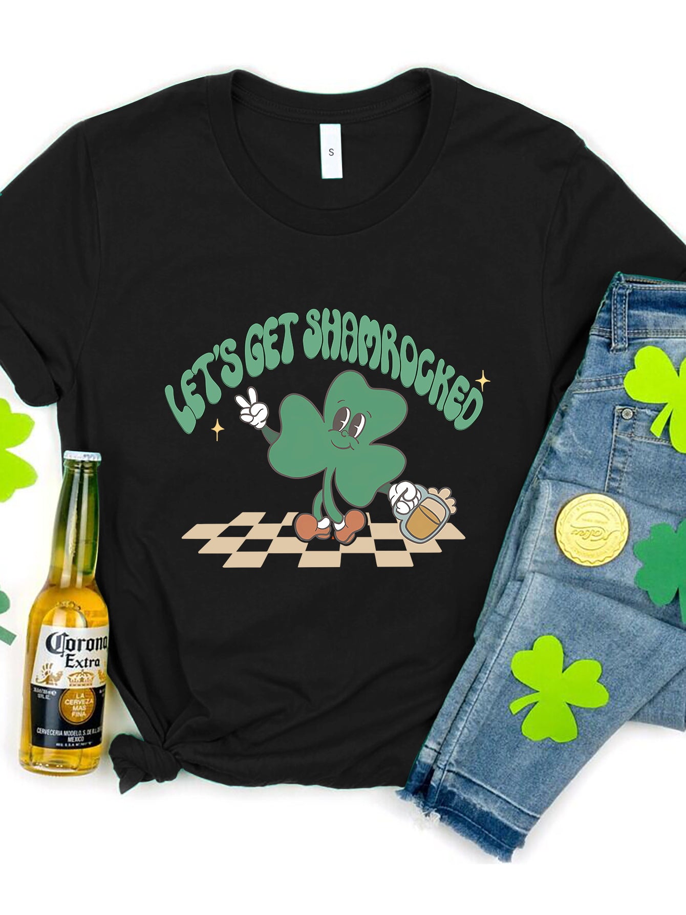 LET'S GET SHAMROCKED Round Neck T-Shirt-Teresa&#39;s Fashionista LLC