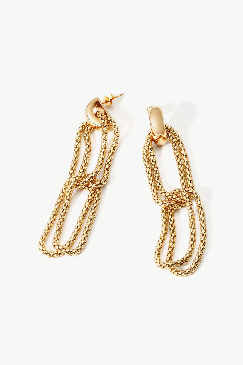 Gold-Plated D-Shaped Drop Earrings-Teresa&#39;s Fashionista LLC