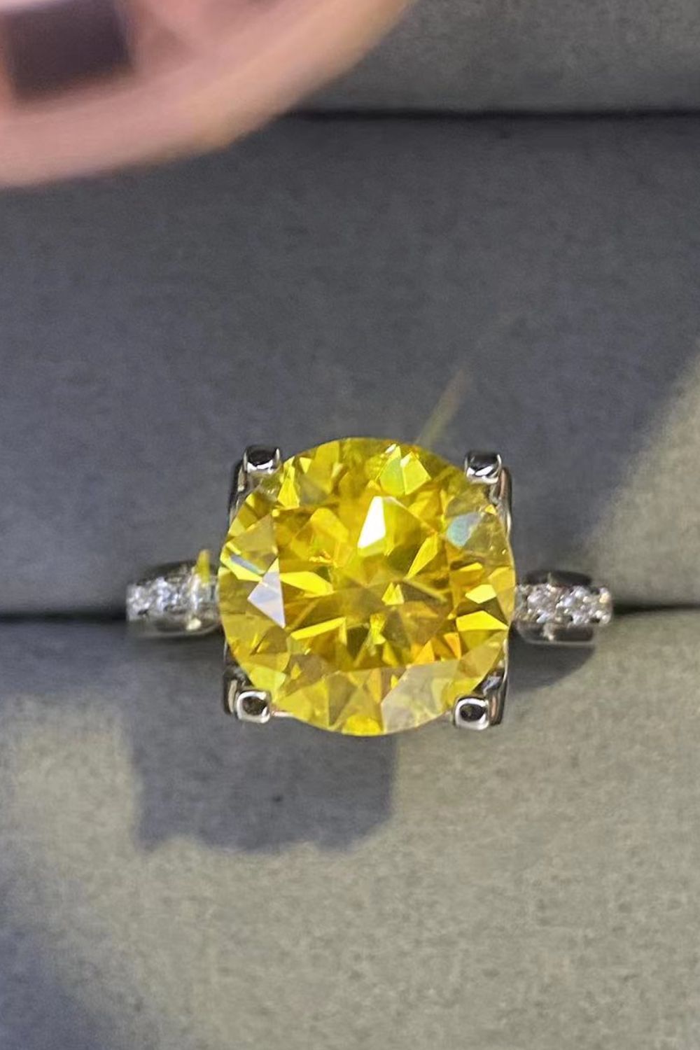 5 Carat Moissanite 925 Sterling Silver Ring in Banana Yellow-Teresa&#39;s Fashionista LLC