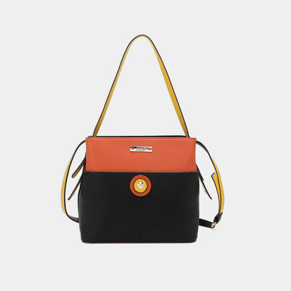 Nicole Lee USA Contrast Leather Shoulder Bag-Teresa&#39;s Fashionista LLC