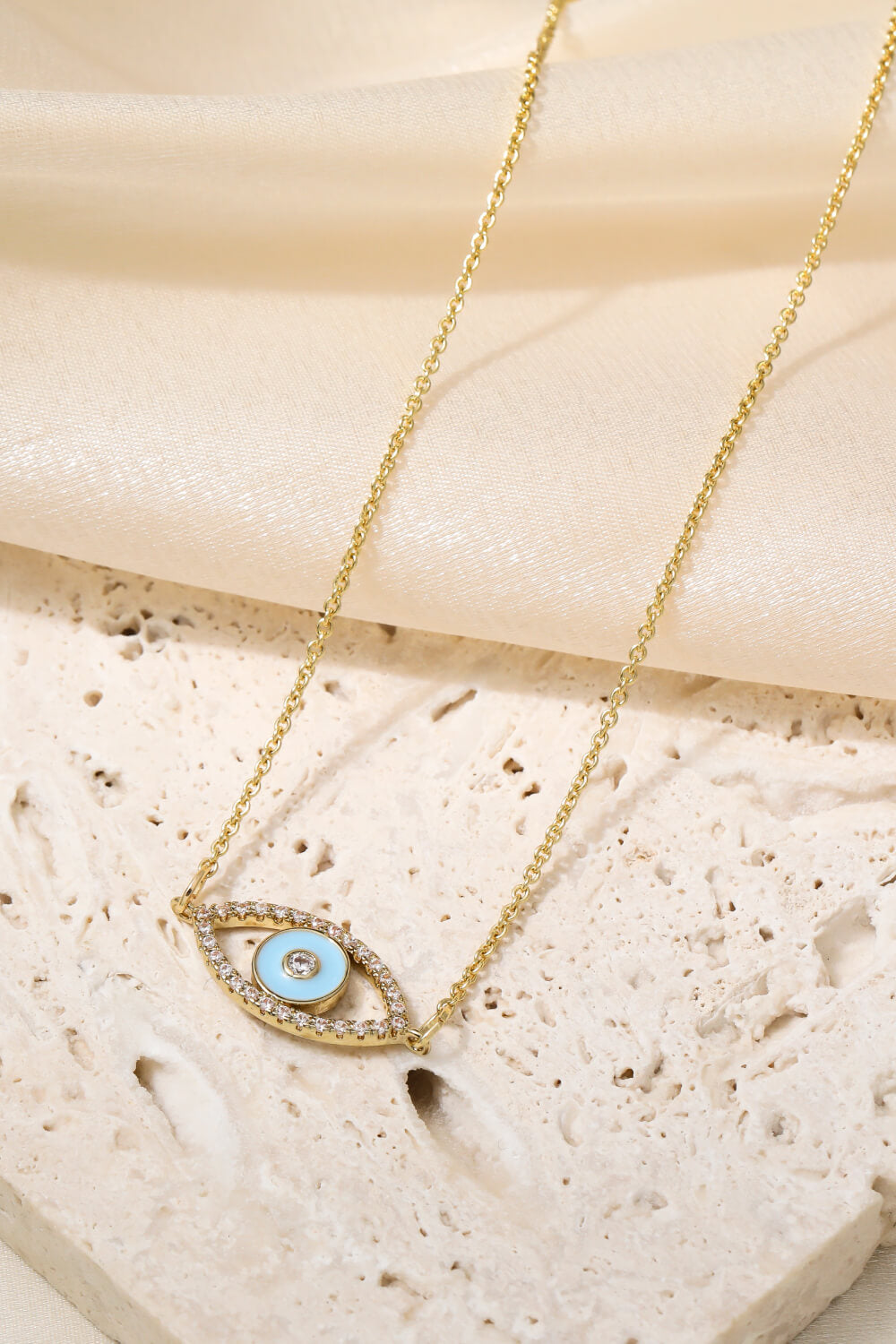 Evil Eye Pendant Gold Plated Chain Necklace-Teresa&#39;s Fashionista LLC