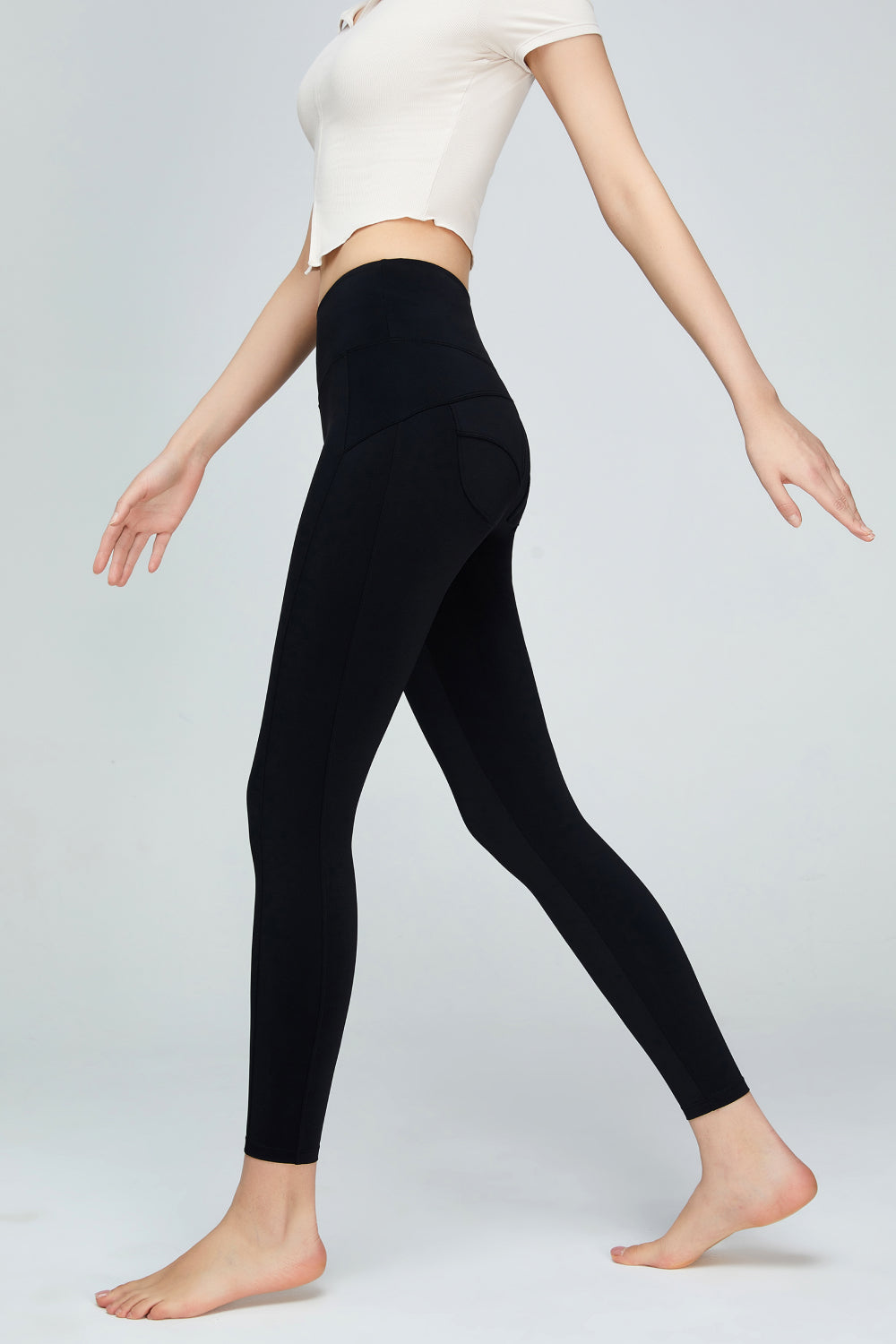 Seam Detail Wide Waistband Sports Leggings-Teresa&#39;s Fashionista LLC