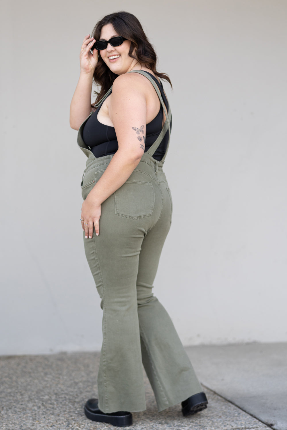 Judy Blue Full Size Kelsey Flare Tummy Control Overalls-Teresa&#39;s Fashionista LLC