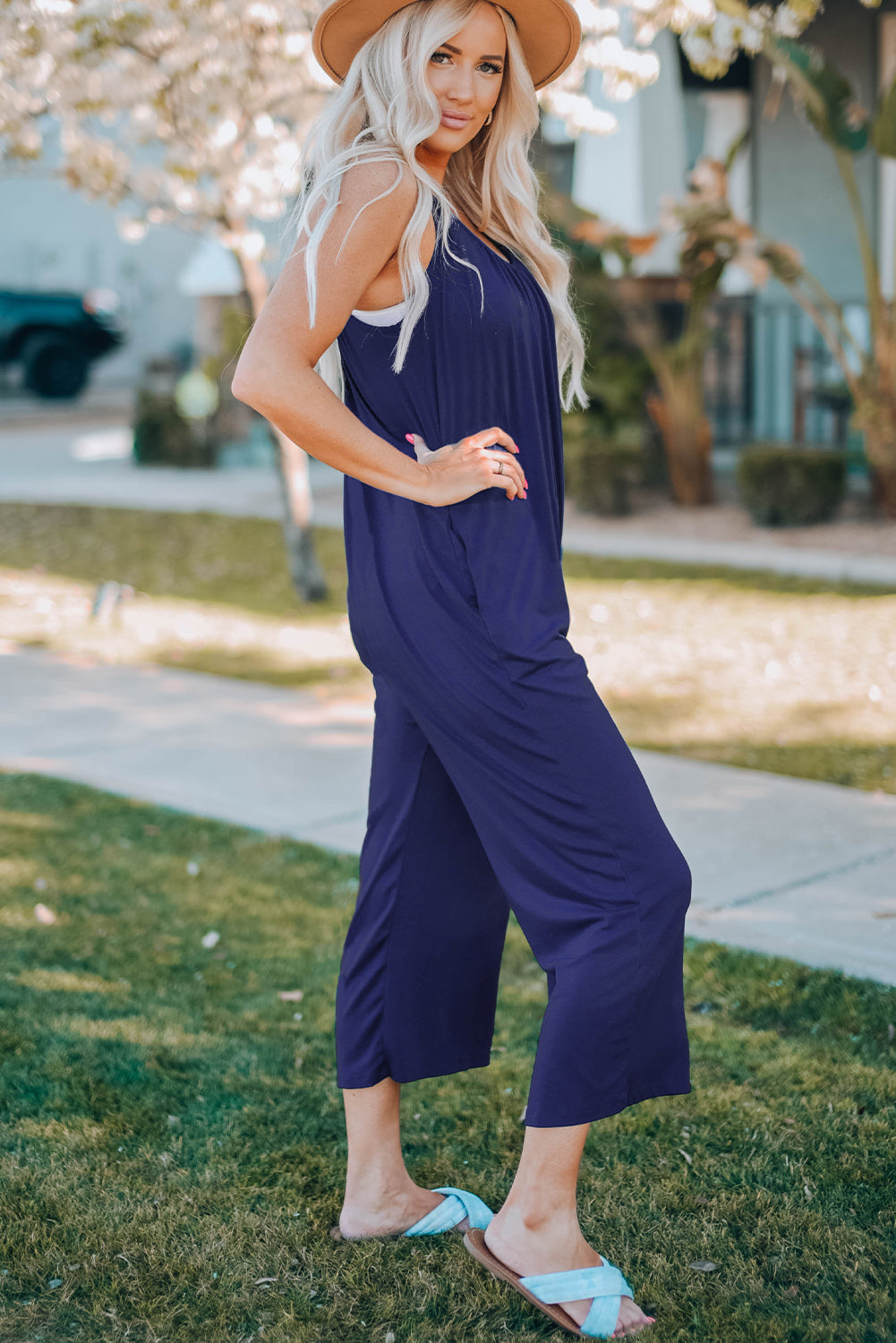 Spaghetti Strap Wide Leg Jumpsuit-Teresa&#39;s Fashionista LLC