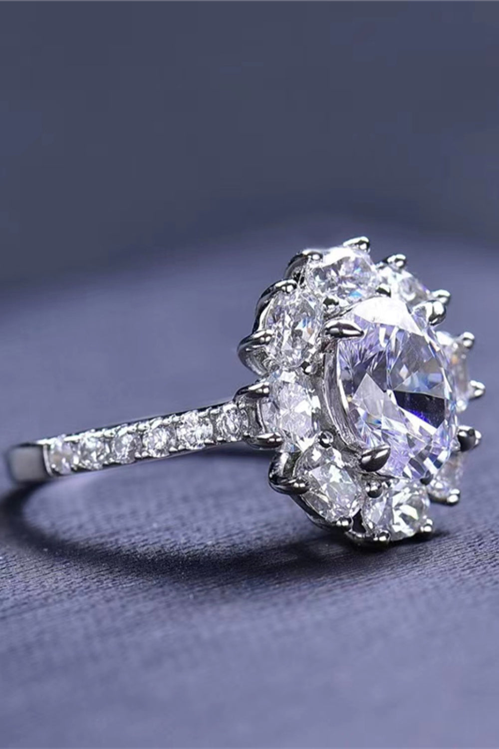 2 Carat Moissanite Floral 925 Sterling Silver Ring-Teresa&#39;s Fashionista LLC