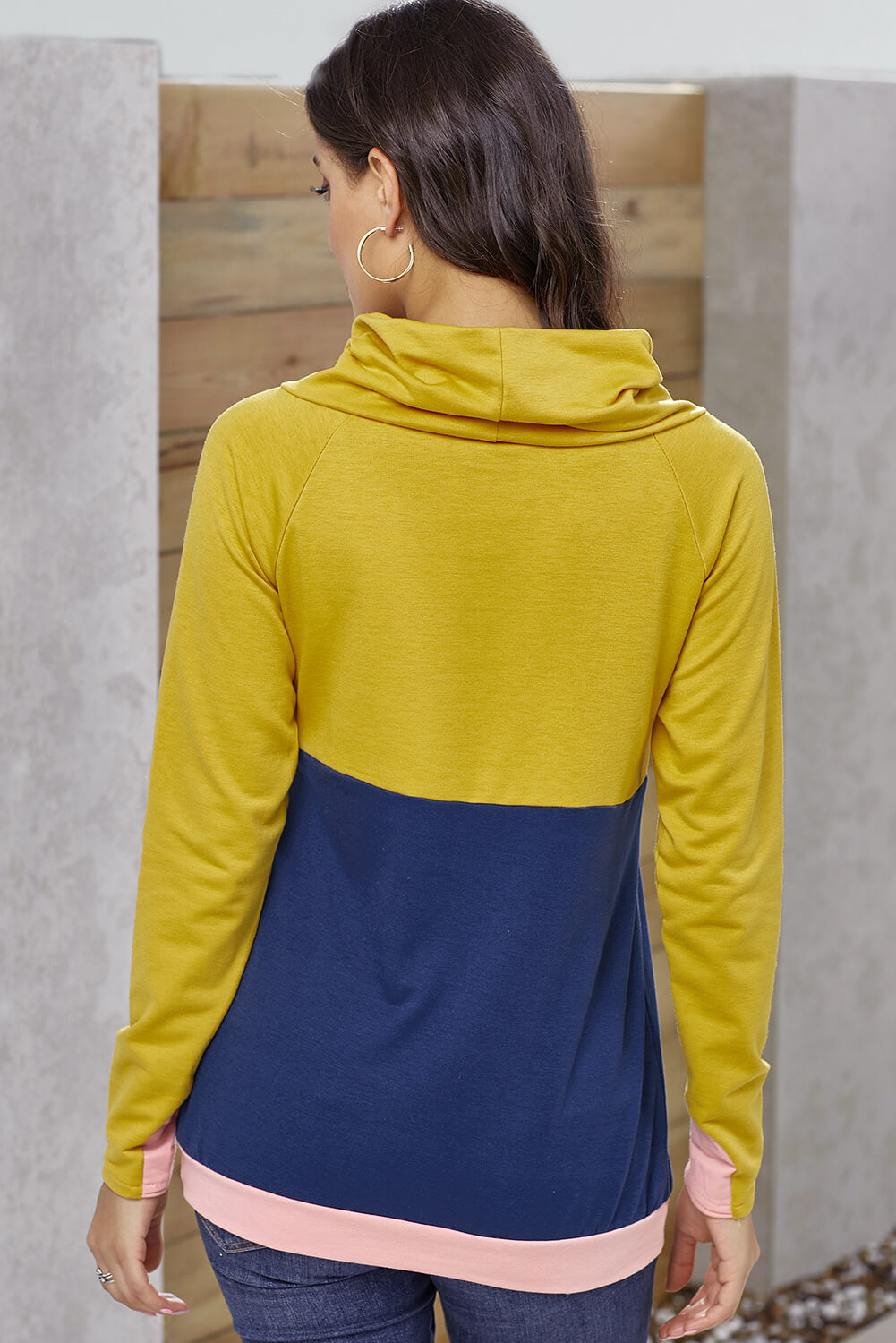 Color Block Raglan Sleeve Drawstring Sweatshirt-Teresa&#39;s Fashionista LLC