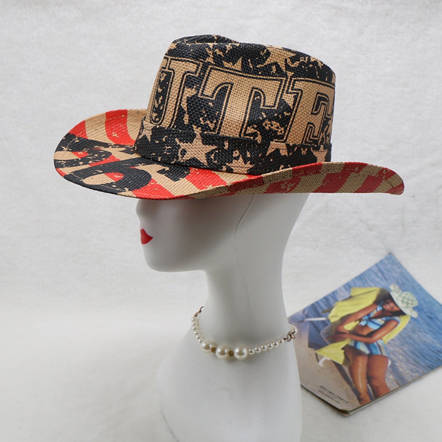 Printed Paper Cloth Wide Brim Hat-Teresa&#39;s Fashionista LLC