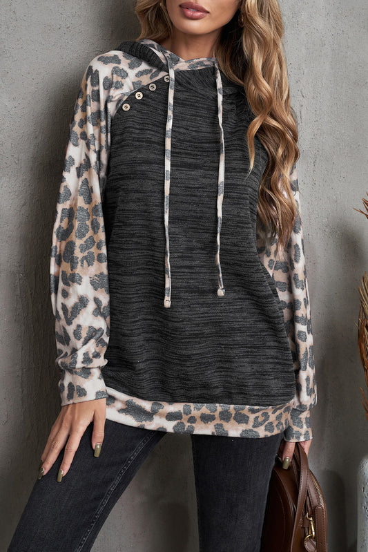 Leopard Color Block Raglan Sleeve Hoodie-Teresa&#39;s Fashionista LLC