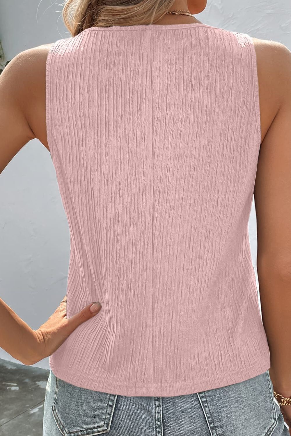 Textured Scoop Neck Tank-Teresa&#39;s Fashionista LLC