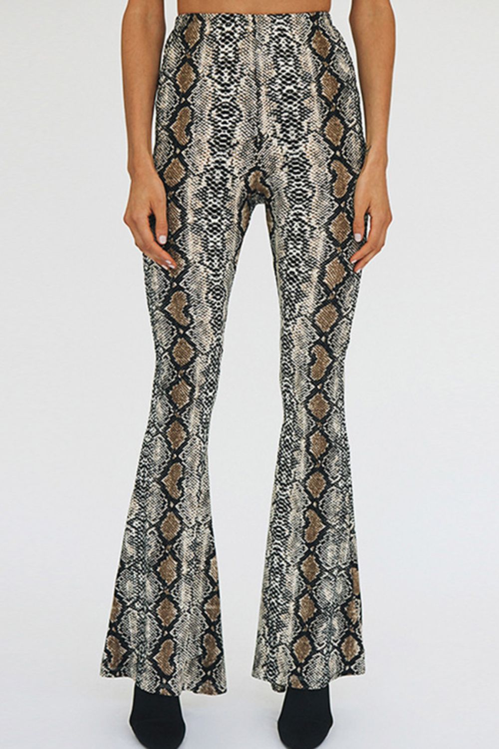 Snakeskin Print Flare Pants-Teresa&#39;s Fashionista LLC