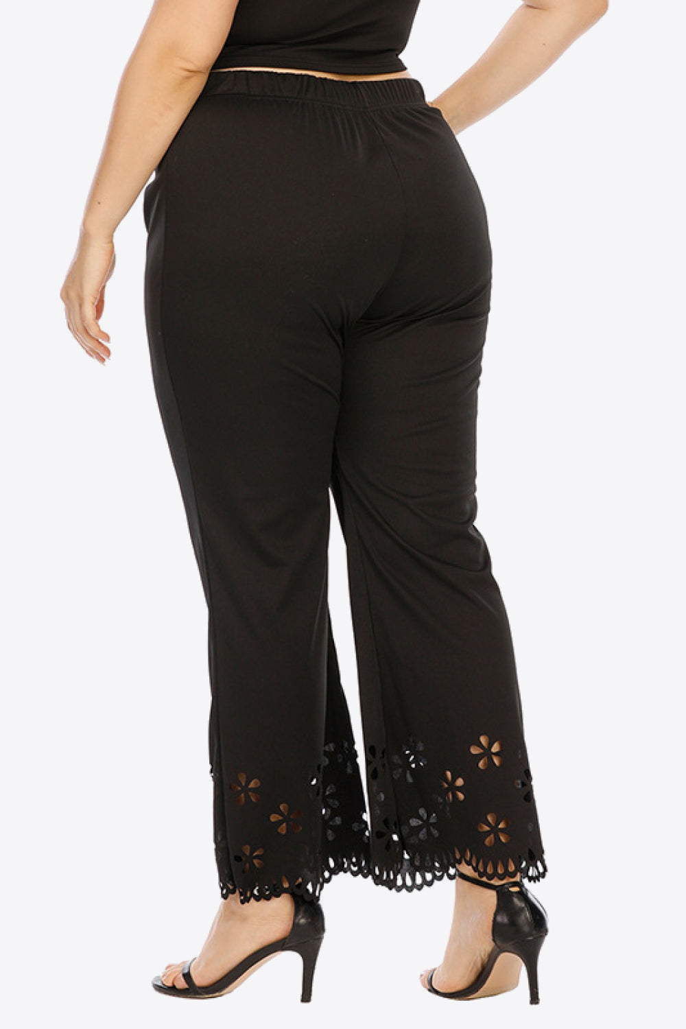 Plus Size Openwork Elastic Waist Pants-Teresa&#39;s Fashionista LLC