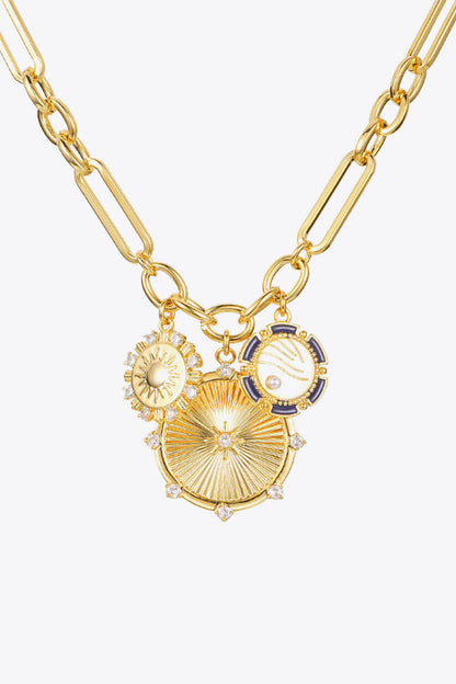 Zircon Sun Pendant Chunky Chain Necklace-Teresa&#39;s Fashionista LLC