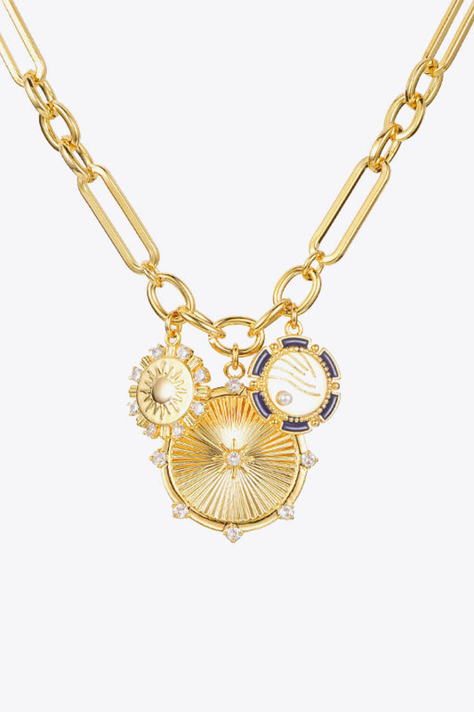 Zircon Sun Pendant Chunky Chain Necklace-Teresa&#39;s Fashionista LLC