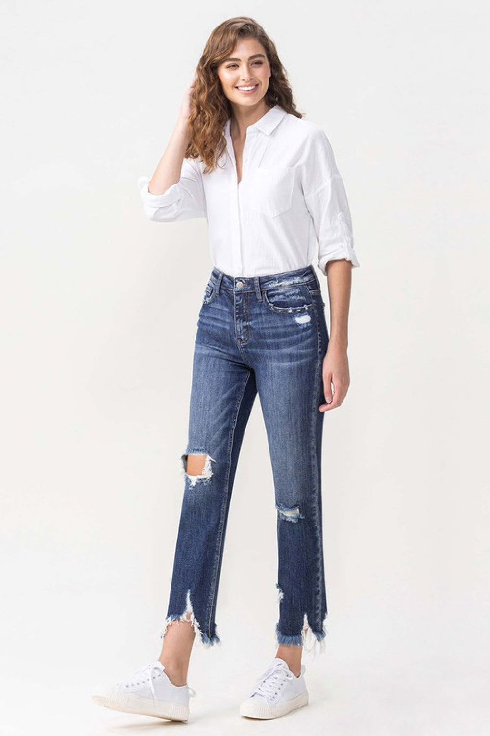 Lovervet Jackie Full Size High Rise Crop Straight Leg Jeans-Teresa&#39;s Fashionista LLC