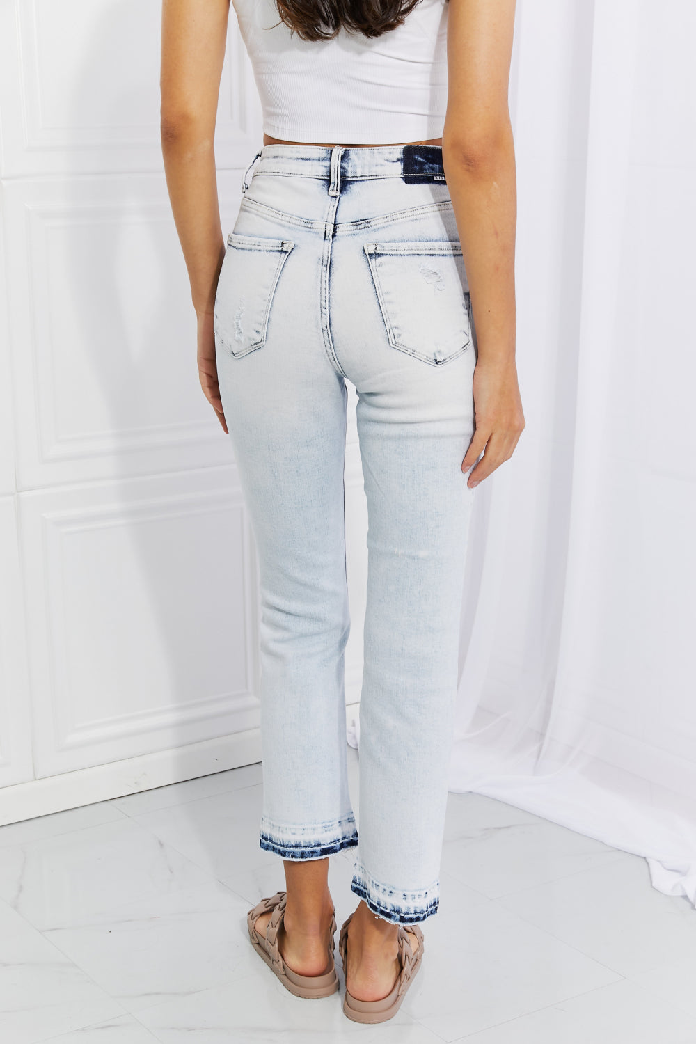 RISEN Full Size Camille Acid Wash Crop Straight Jeans-Teresa&#39;s Fashionista LLC