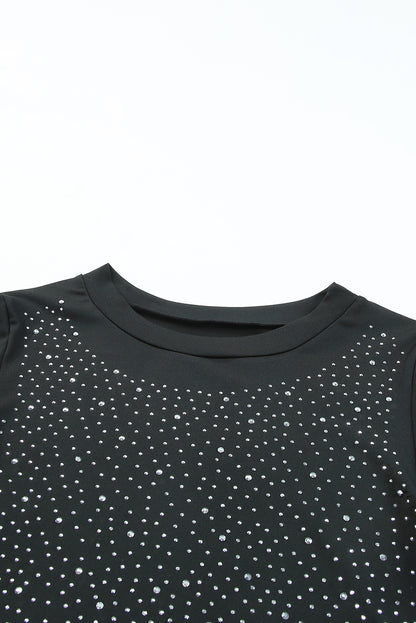 Rhinestone Round Neck Long Sleeve Bodysuit-Teresa&#39;s Fashionista LLC