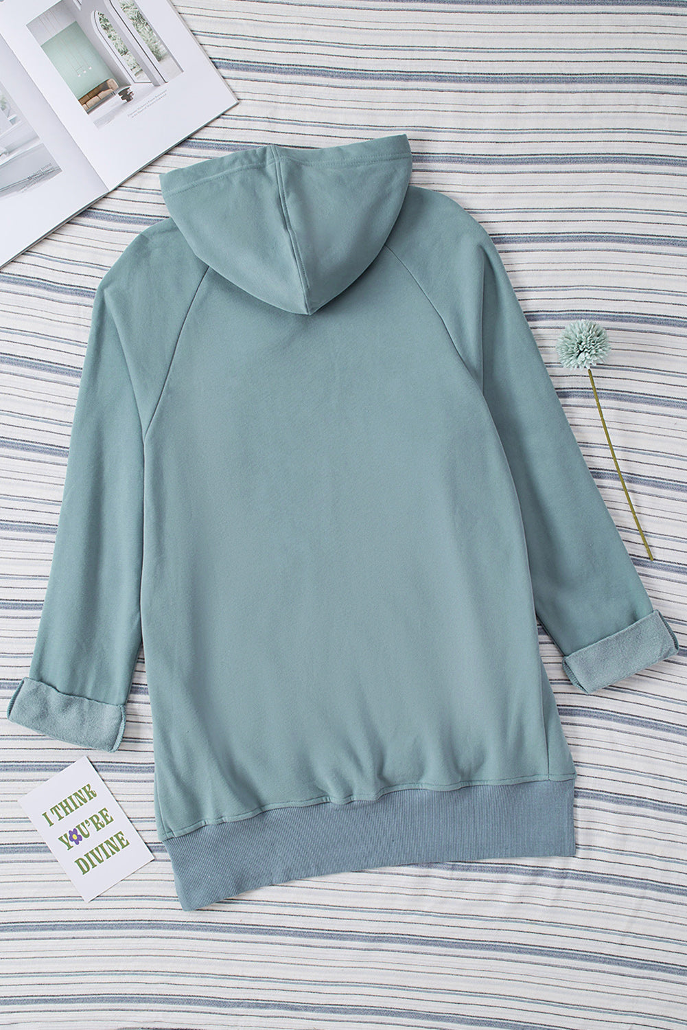 Side Slit Raglan Sleeve Hoodie-Teresa&#39;s Fashionista LLC