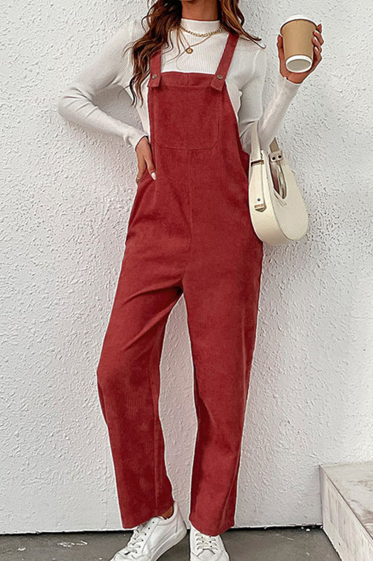 Carrying Your Love Buttoned Corduroy Overalls-Teresa&#39;s Fashionista LLC