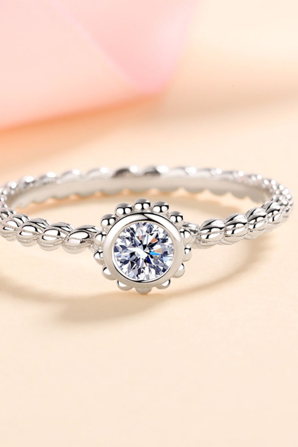 Moissanite Rhodium-Plated Ring-Teresa&#39;s Fashionista LLC