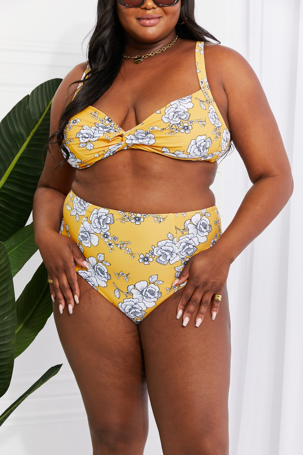 Marina West Swim Take A Dip Twist High-Rise Bikini in Mustard-Teresa&#39;s Fashionista LLC