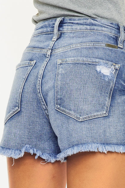 Kancan Distressed Raw Hem Denim Shorts-Teresa&#39;s Fashionista LLC