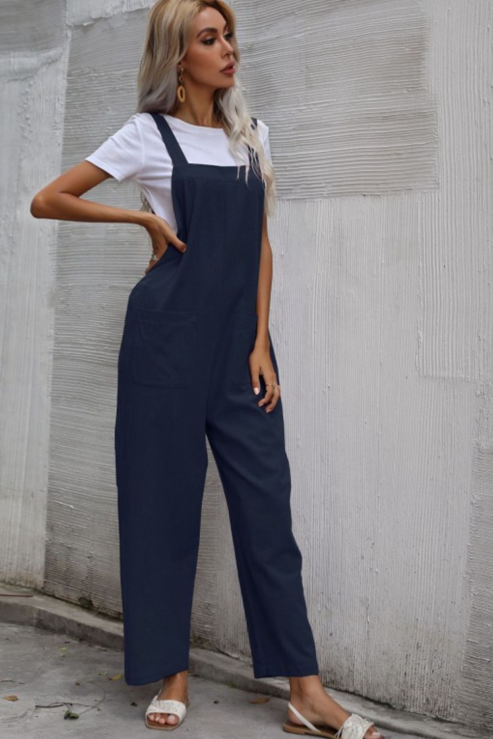 Wide Leg Overalls with Front Pockets-Teresa&#39;s Fashionista LLC