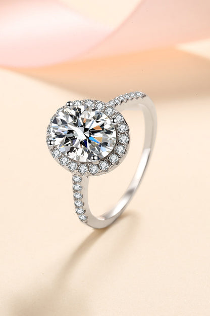 2 Carat Moissanite 925 Sterling Silver Halo Ring-Teresa&#39;s Fashionista LLC