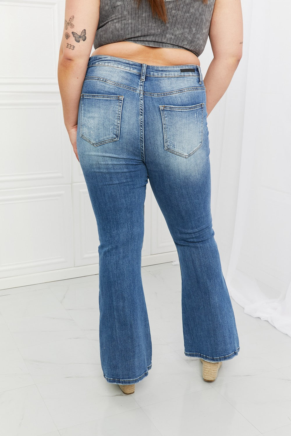 RISEN Full Size Iris High Waisted Flare Jeans-Teresa&#39;s Fashionista LLC