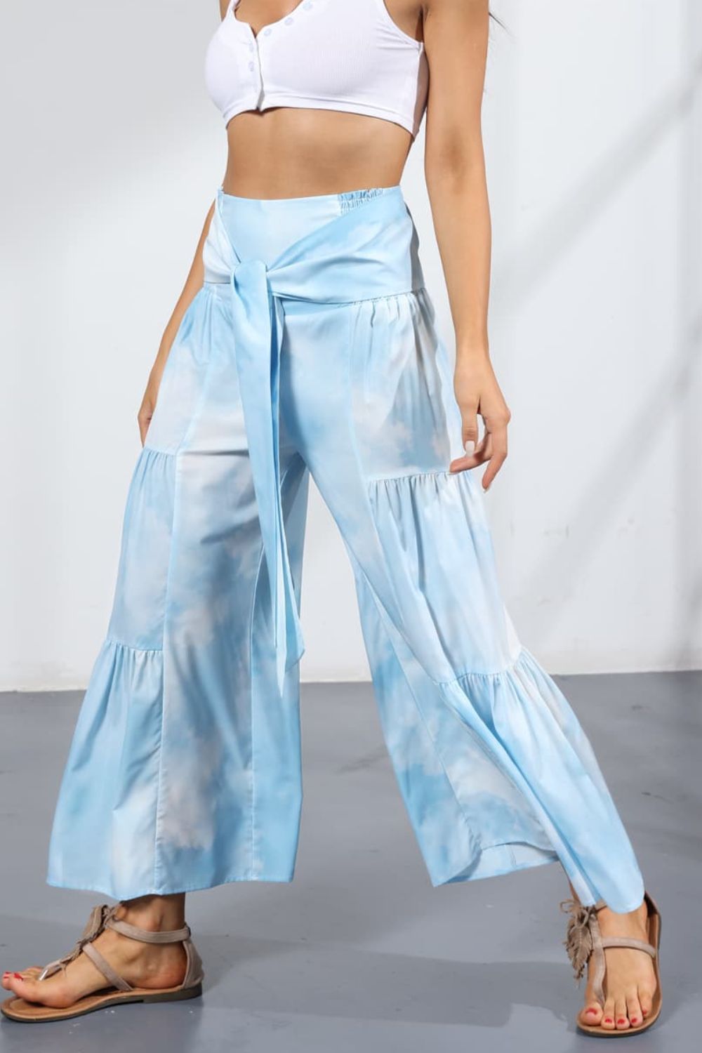 Printed Tie-Front Culottes-Teresa&#39;s Fashionista LLC